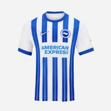 Maillot domicile Brighton 2025, design classique bleu et blanc.