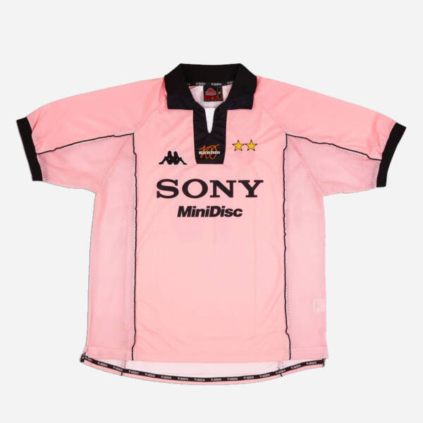 Maillot extérieur Juventus 1997-1998, rose avec détails noirs
