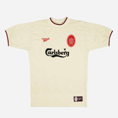 Maillot extérieur Liverpool 1997, design vintage beige.