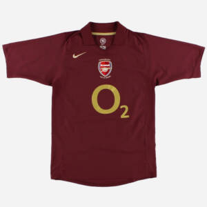 Maillot domicile Arsenal 2006, bordeaux avec touches dorées