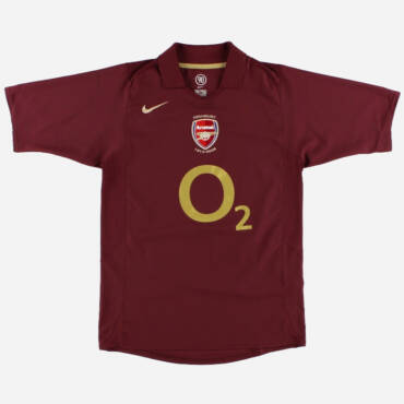 Maillot domicile Arsenal 2006, bordeaux avec touches dorées