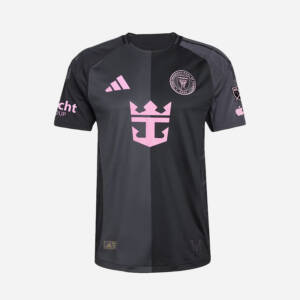 Maillot extérieur Inter Miami 2025 noir, porté par Messi.