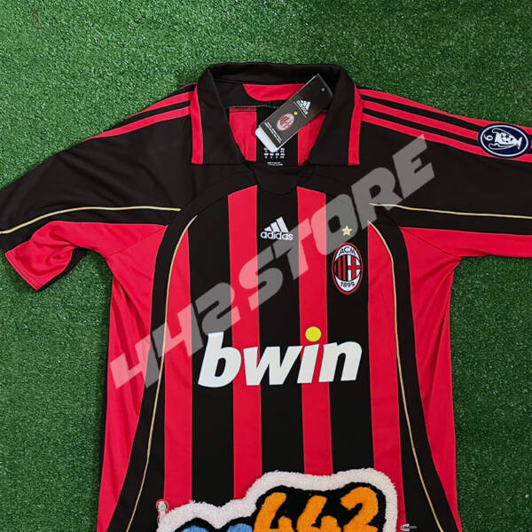 Maillot domicile AC Milan 2007 porté par Paolo Maldini et Kaká