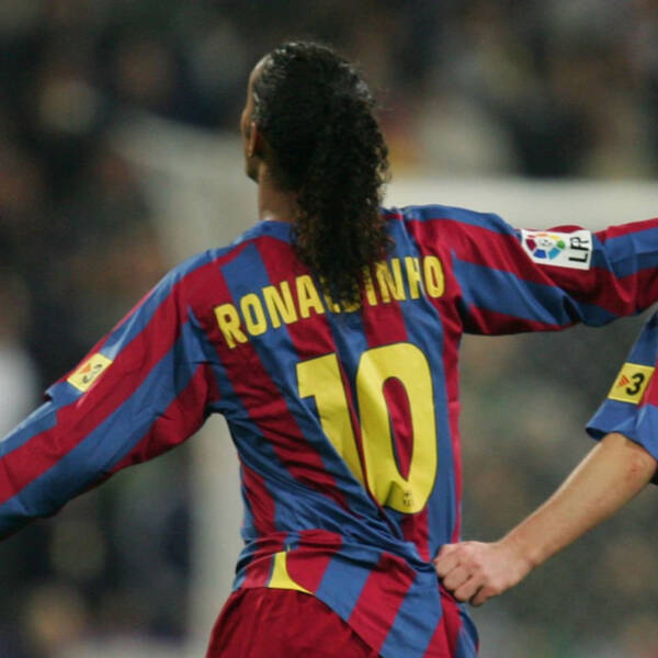 Maillot domicile FC Barcelone 2005 porté par Ronaldinho