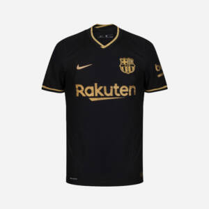 Maillot extérieur FC Barcelone 2020/2021 Messi noir et or - face avant