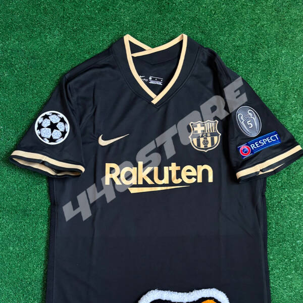 Maillot extérieur FC Barcelone 2020/2021 Messi noir et or - face avant
