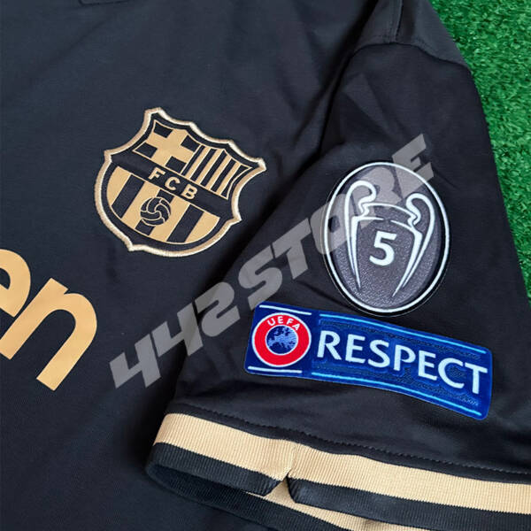 Maillot extérieur FC Barcelone 2020/2021 Messi noir et or - face avant
