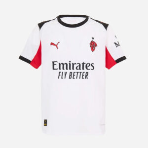Maillot extérieur AC Milan 2026 blanc avec logo diable rouge