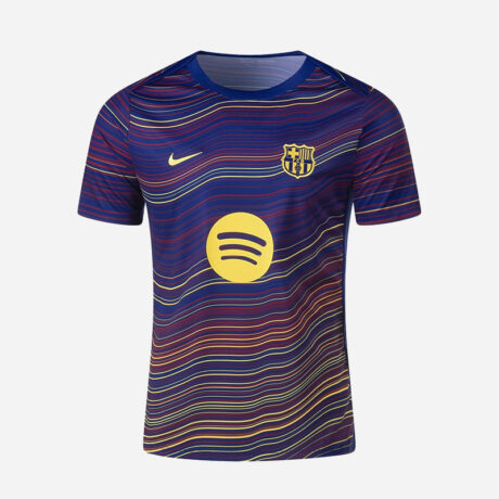 Maillot pré-match FC Barcelone 2026 bleu à motifs colorés