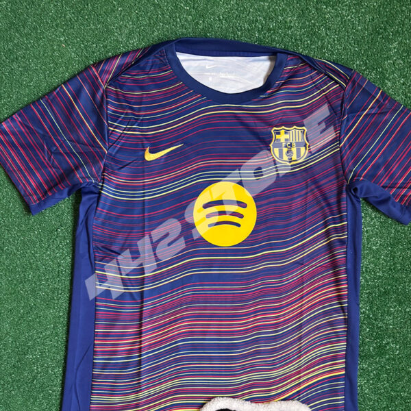 Maillot pré-match FC Barcelone 2026 bleu à motifs colorés