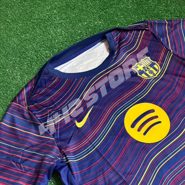 Maillot pré-match FC Barcelone 2026 bleu à motifs colorés