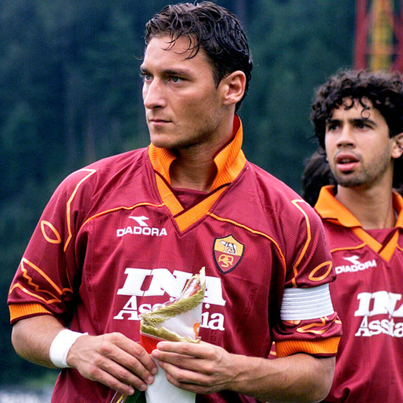 1999 Totti 🟡🔴 Maillot domicile AS Roma 1999 floqué Francesco Totti