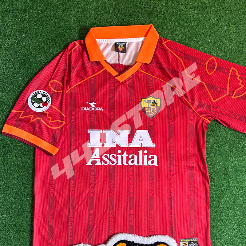 1999 Totti 🟡🔴 Maillot domicile AS Roma 1999 floqué Francesco Totti